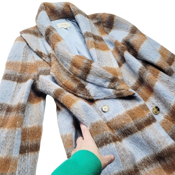 Anthropologie If By Sea Plaid Ruffled Overcoat Small - Picture 7 of 11